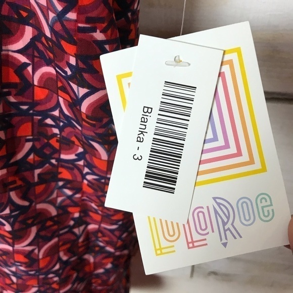 Lularoe Bianka Red Geometric Kimono Cardigan 3 - Picture 5 of 6